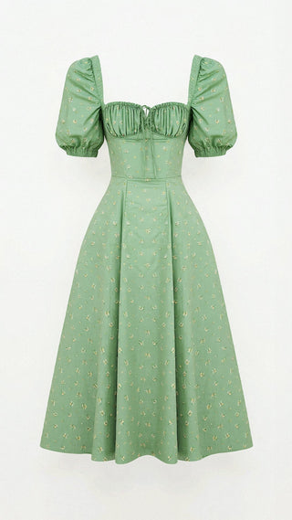 Daniela - Midikleid - Quadratische Halslinie - Kleider - Grün - Müller Mode