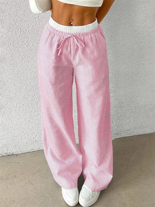 Daphne - Lässige Hose mit weitem Bein - Streifendruck - Jogginghosen - Rosa - Müller Mode