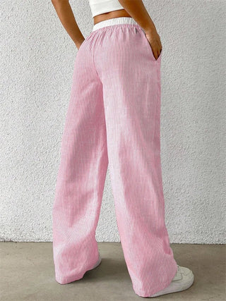 Daphne - Lässige Hose mit weitem Bein - Streifendruck - Jogginghosen - Rosa - Müller Mode