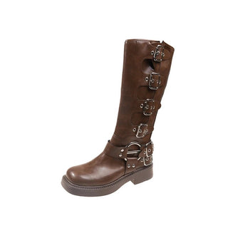Darcie - Kniehohe Stiefel - Punk Gothic Stil - Stiefel - Braun - Müller Mode