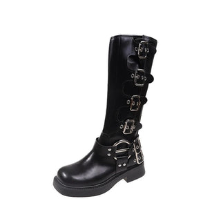 Darcie - Kniehohe Stiefel - Punk Gothic Stil - Stiefel - Schwarz - Müller Mode