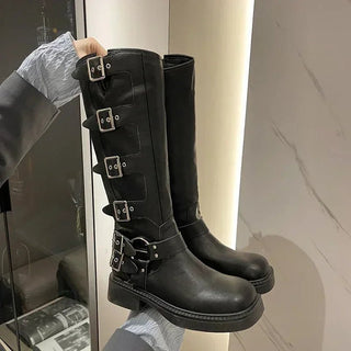 Darcie - Kniehohe Stiefel - Punk Gothic Stil - Stiefel - Schwarz - Müller Mode