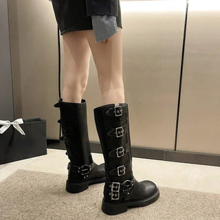 Darcie - Kniehohe Stiefel - Punk Gothic Stil - Stiefel - Schwarz - Müller Mode