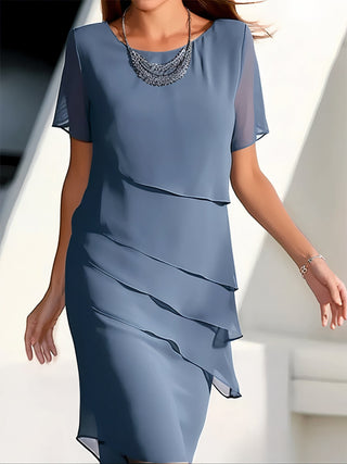 Daria - Plissiertes Chiffonkleid - Hochwertig - Kleider - Blau - Müller Mode