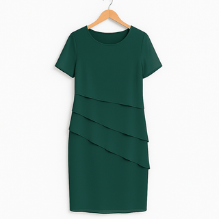 Daria Gestuftes Chiffonkleid - Kleider - Grün - Müller Mode
