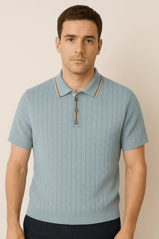 David Strick Poloshirt mit Kontrastkragen - Polos - Blau - Müller Mode