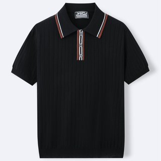 David Strick Poloshirt mit Kontrastkragen - Polos - Schwarz - Müller Mode
