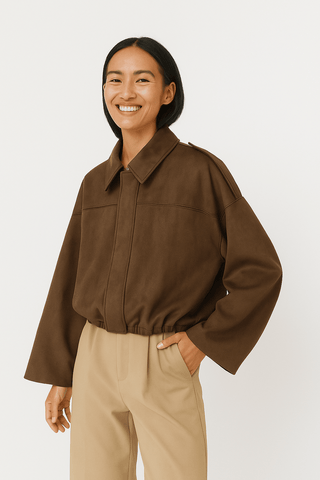 Deborah Kurzjacke Ballonärmel Oversized - Leichte Jacken - Braun - Müller Mode