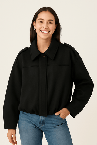 Deborah Kurzjacke Ballonärmel Oversized - Leichte Jacken - Schwarz - Müller Mode