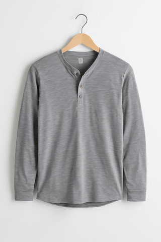 Edmund Langarm - Henley - Shirt - Hemden - Grau - Müller Mode