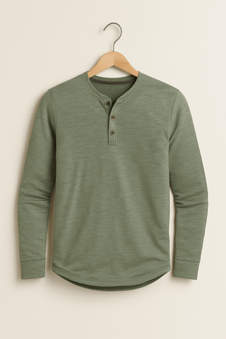Edmund Langarm - Henley - Shirt - Hemden - Grun - Müller Mode