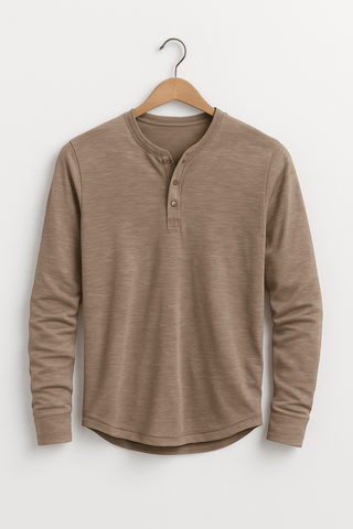 Edmund Langarm - Henley - Shirt - Hemden - Khaki - Müller Mode
