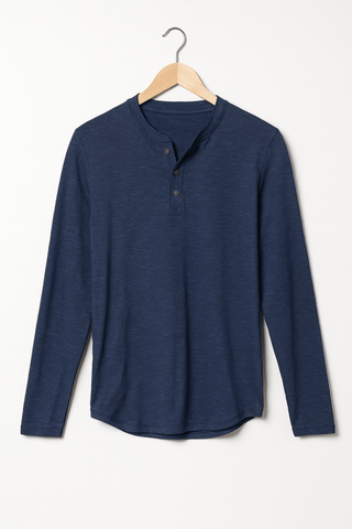 Edmund Langarm - Henley - Shirt - Hemden - Marineblau - Müller Mode