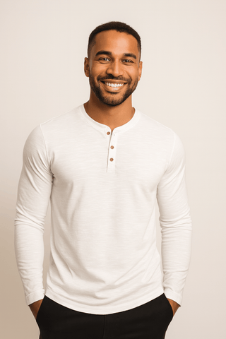 Edmund Langarm - Henley - Shirt - Hemden - Weiß - Müller Mode