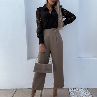 Elena Bluse mit Spitzenärmeln - Bluse - Schwarz - Müller Mode