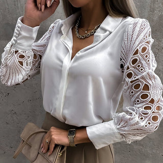 Elena Bluse mit Spitzenärmeln - Bluse - Weiß - Müller Mode