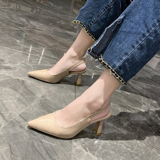 Elissa - Spitz zulaufende Pumps - Slingback Stil - Pumps - Beige - Müller Mode