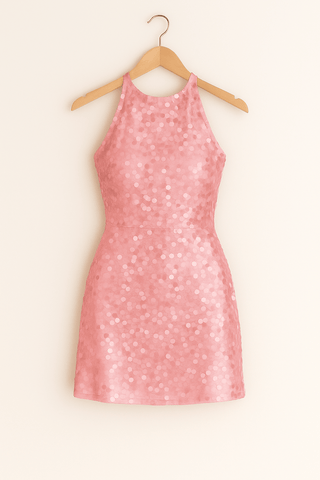 Ella Pailletten - Minikleid mit Neckholder - Ausschnitt - Kleider - Rosa - Müller Mode