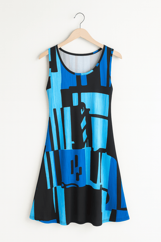 Elli Ärmelloses A - Linien - Minikleid mit Print - Kleider - Blau - Müller Mode