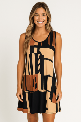 Elli Ärmelloses A - Linien - Minikleid mit Print - Kleider - Braun - Müller Mode