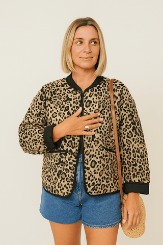 Else Steppjacke Rundhals Animalprint - Leichte Jacken - Braun - Müller Mode