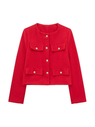 Elsie - Klassischer Tweed - Blazer - Herbstmode - Blazers - Rot - Müller Mode