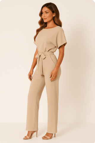 Elva Krawatten - Gürtel - Overall - Jumpsuits - Beige - Müller Mode