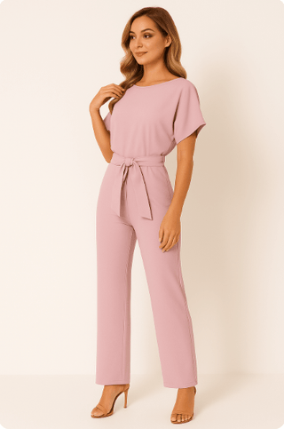 Elva Krawatten - Gürtel - Overall - Jumpsuits - Hellrosa - Müller Mode