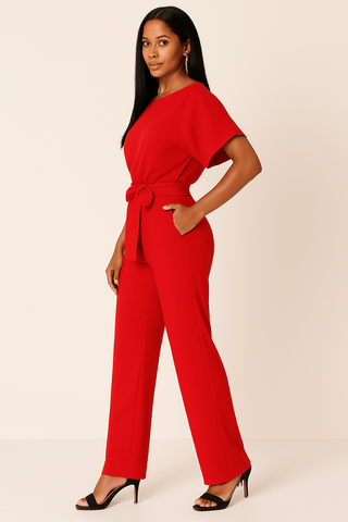 Elva Krawatten - Gürtel - Overall - Jumpsuits - Rot - Müller Mode