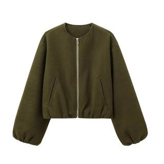 Emilia Reißverschlussjacke mit Ballonärmeln - Jacken - Armeegrün - Müller Mode
