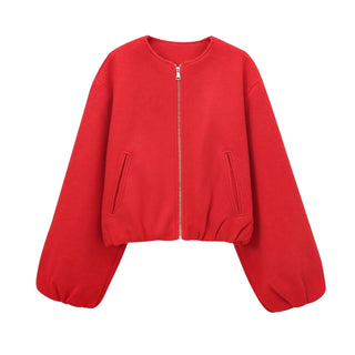 Emilia Reißverschlussjacke mit Ballonärmeln - Jacken - Rot - Müller Mode