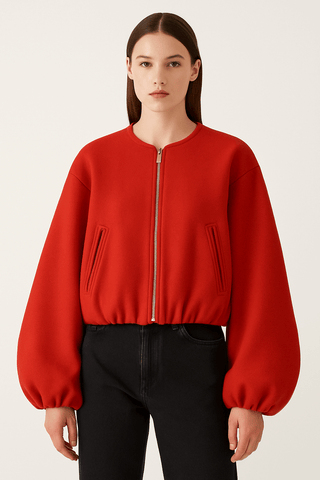 Emilia Reißverschlussjacke mit Ballonärmeln - Jacken - Rot - Müller Mode