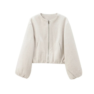 Emilia Reißverschlussjacke mit Ballonärmeln - Jacken - Weiß - Müller Mode