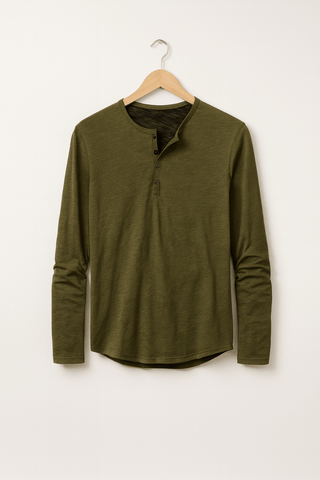 Erik Langarm - Henley - Shirt mit Knopfleiste - Hemden - Grün - Müller Mode