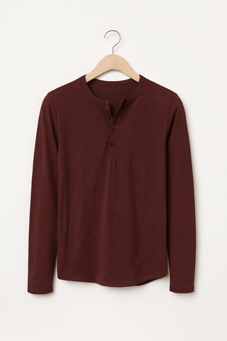 Erik Langarm - Henley - Shirt mit Knopfleiste - Hemden - Rot - Müller Mode