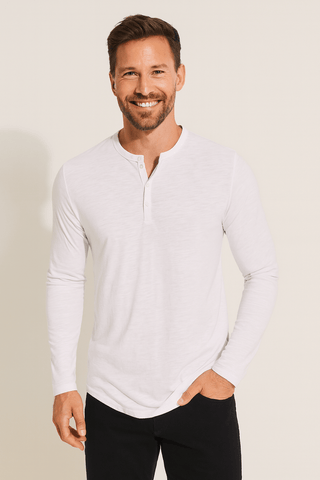 Erik Langarm - Henley - Shirt mit Knopfleiste - Hemden - Weiß - Müller Mode