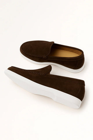 Ernstjan Loafers weiße Sohle Wildleder - Loafers - Kaffee - Müller Mode