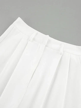 Eunice - Weite Hosenbeine - Hochtaillierter Stil - Stoffhosen - Weiß - Müller Mode