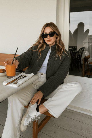 Eva Steppjacke Stehkragen mit Taschen - Leichte Jacken - Grau - Müller Mode