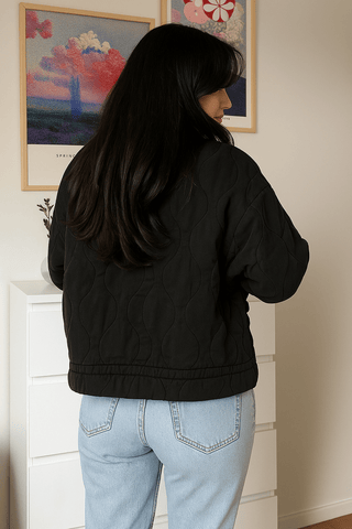 Eva Steppjacke Stehkragen mit Taschen - Leichte Jacken - Schwarz - Müller Mode