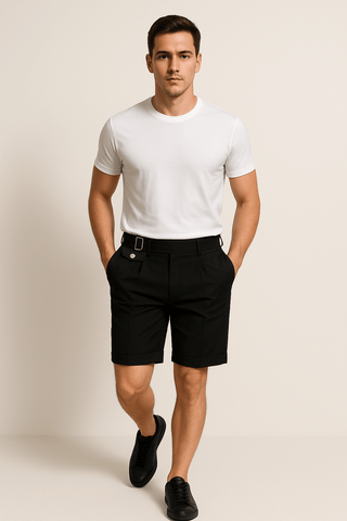 Ezra Short mit Bundfalten und Gürtelschnallen - Hosen - Schwarz - Müller Mode