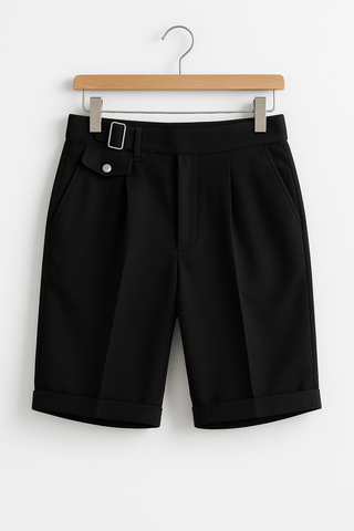 Ezra Short mit Bundfalten und Gürtelschnallen - Hosen - Schwarz - Müller Mode