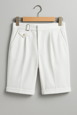 Ezra Short mit Bundfalten und Gürtelschnallen - Hosen - Weiß - Müller Mode