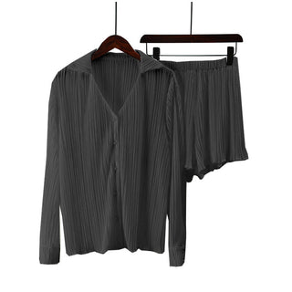 Fenna - Top & Kurze Hose - Stylisches Plissee - Set - Sets - Schwarz - Müller Mode