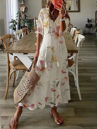 Florina - Geometrischer Print - Langlebig - Kleider - Beige - Müller Mode