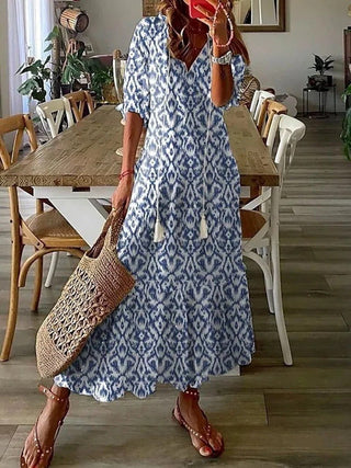 Florina - Geometrischer Print - Langlebig - Kleider - Blau - Müller Mode