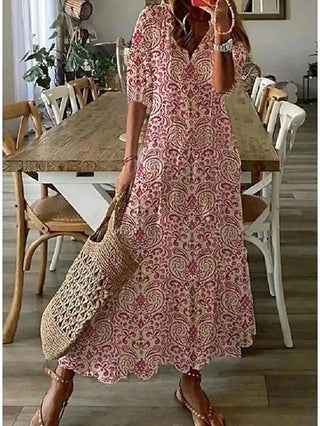 Florina - Geometrischer Print - Langlebig - Kleider - Rosa - Müller Mode