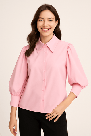 Francien Bluse gestreift mit Puffärmeln - Bluse - Rosa - Müller Mode