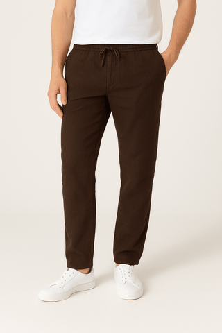 Frank Tapered - Hose mit Kordelzug - Hosen - Dunkelbraun - Müller Mode