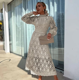 Freja Spitze Midikleid - Kleider - Weiß - Müller Mode